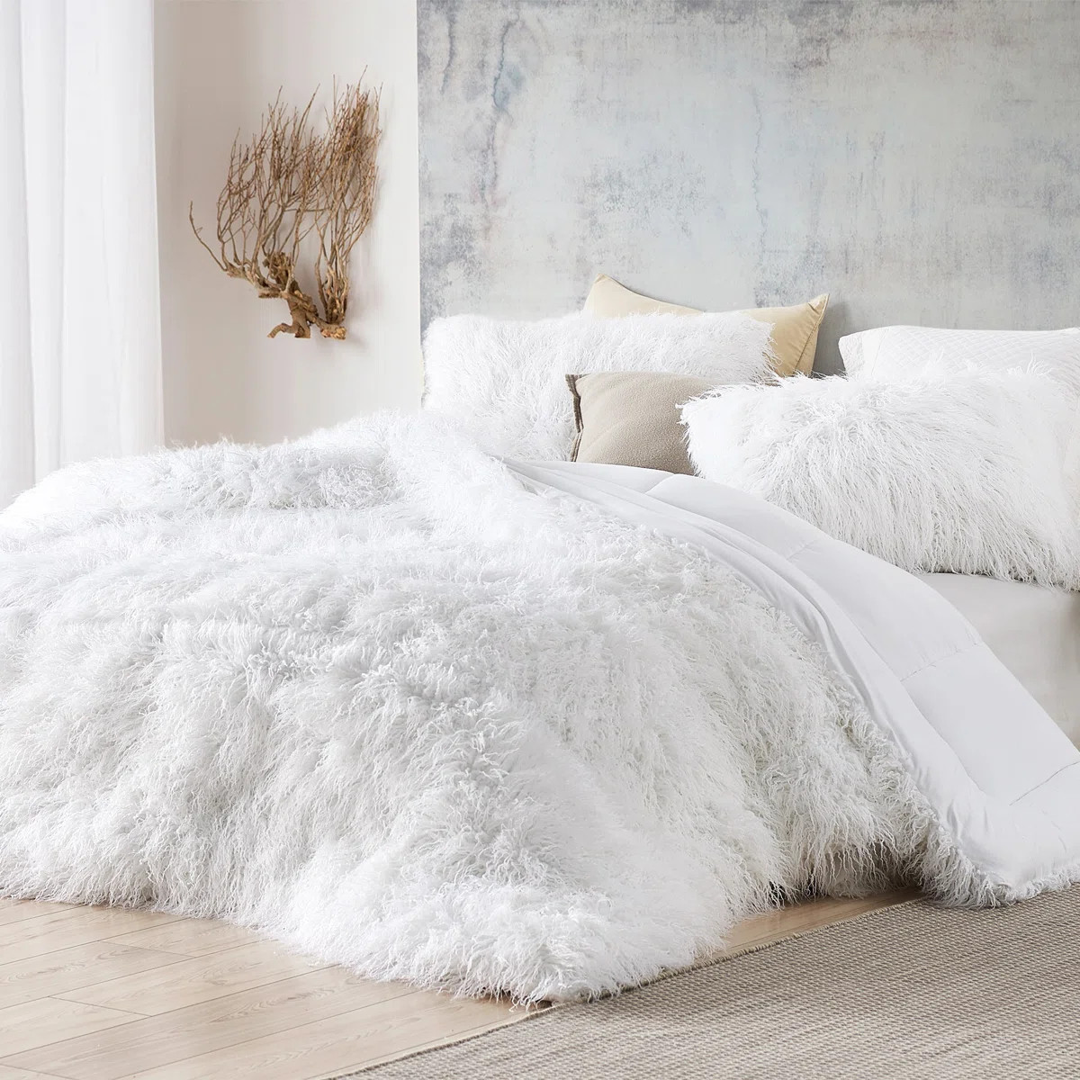 Bare Himalayan Yeti White Faux Fur Coma Inducer Oversized Comforter | Wayfair North America