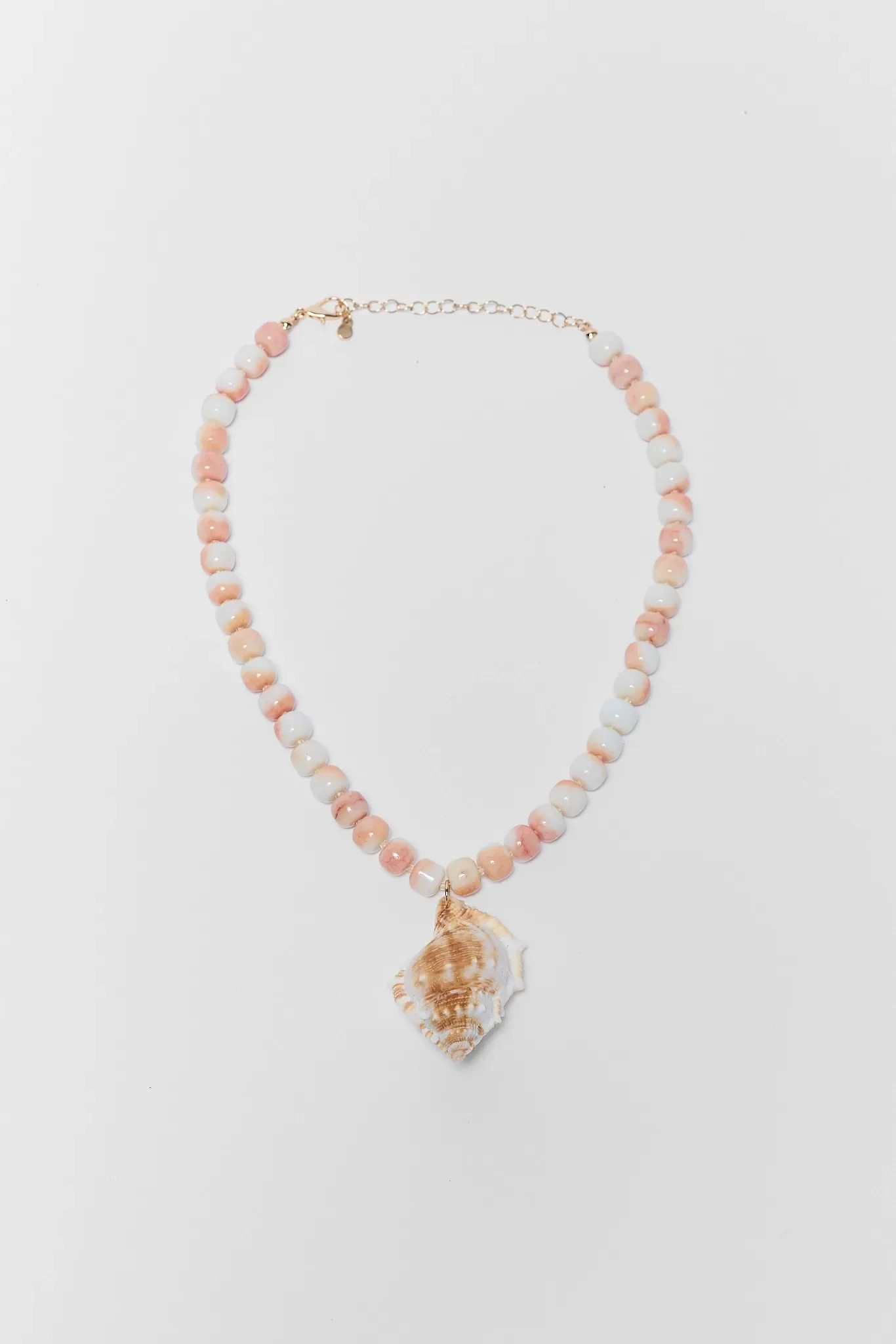 Pink Beaded Shell Charm Necklace | Avara