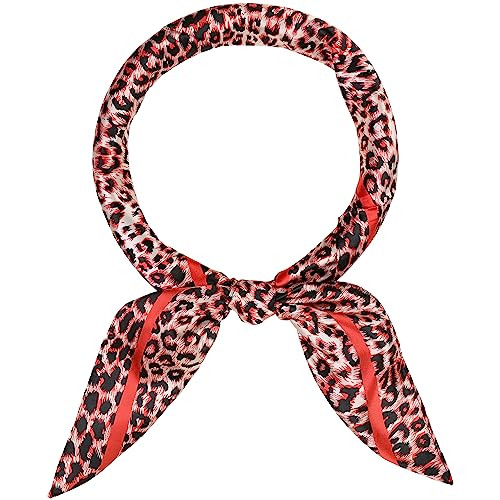 Women's Leopard 35" Large Square Scarves, Silk Feeling Satin Shawl Head Wrap Neck Scarf Bandanas | Amazon (US)