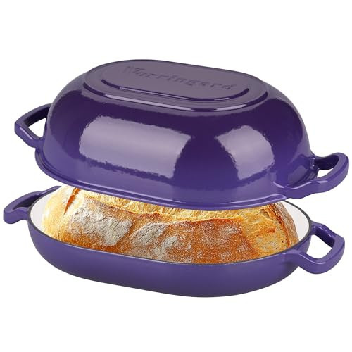 VORRINGARD Enameled Cast Iron Sourdough Bread Oven, Dutch Oven, Loaf Cast Iron Bread Pan for Homemade Bread Baking, Meatloaf Pan with Lid, 7QT, Purple | Amazon (US)