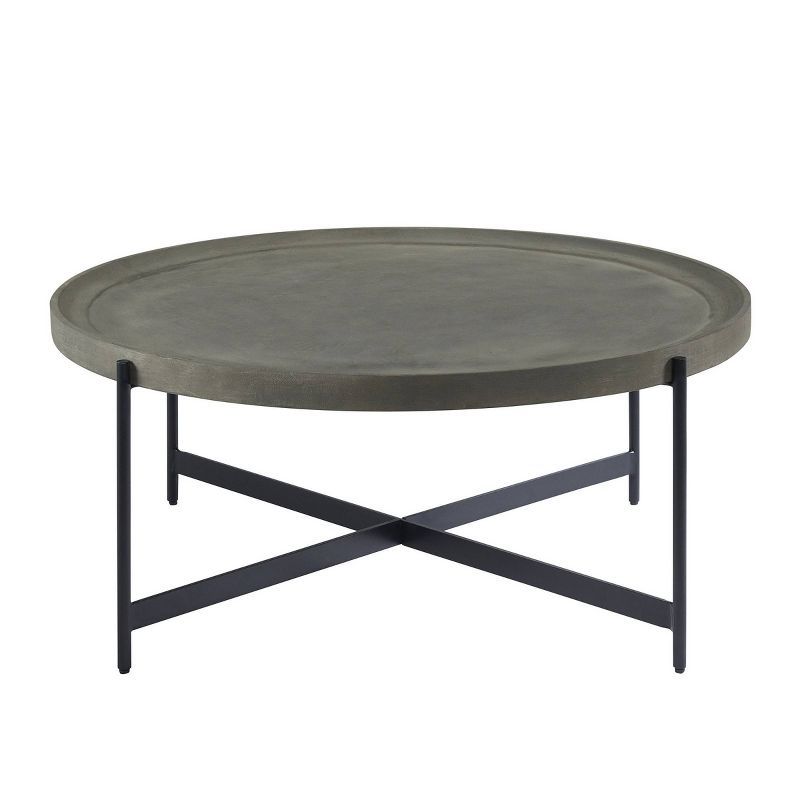 42" Brookline Round Wood with Concrete Coating Coffee Table Concrete Gray - Alaterre Furniture | Target