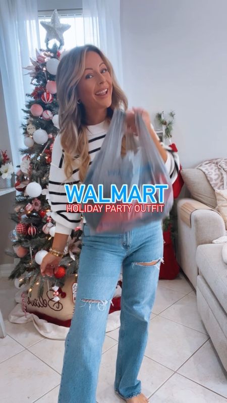 Head to toe Walmart holiday party outfit!! The faux leather skirt runs a bit big, I sized down to xs — top is small fits perfect! Love the heels and the $5 snowflake ❄️ earrings! 

Affordable holiday outfit, affordable Christmas party look, Walmart style, Walmart Christmas 

#LTKHoliday #LTKVideo #LTKSeasonal