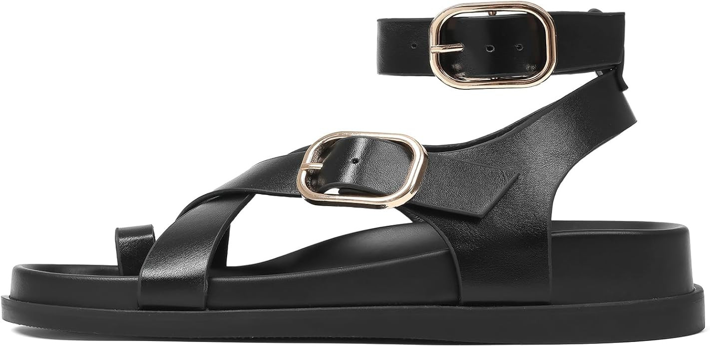 CELNEPHO Flat Sandals for Women Strappy Adjustable Comfortable Casual Open Toe Bohemian Retro Bea... | Amazon (US)