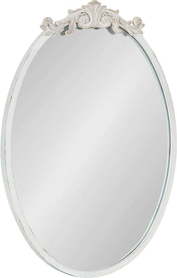 Kate and Laurel Arendahl Traditional Vertical Oval Wall Mirror, 18 x 24, Antique White, Vintage G... | Amazon (US)