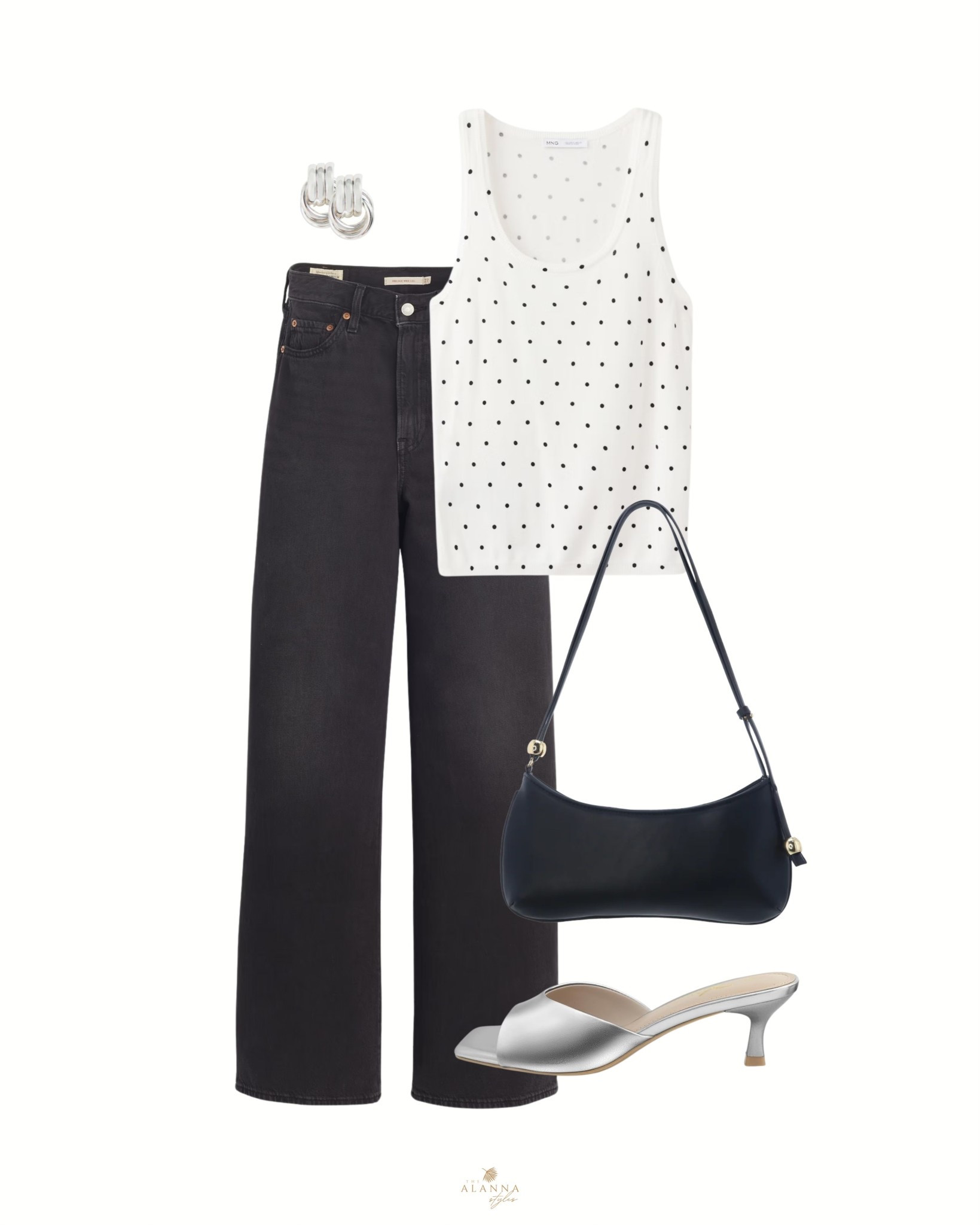 y to game day with a polka dot tank and silver mules. whether you're courtside or out for dinner before the game, this silver and black combo is a total win. 

#spurs #gospursgo #polkadots #silveraccessories #gamedaylook #nbaoutfit #sanantoniofashion