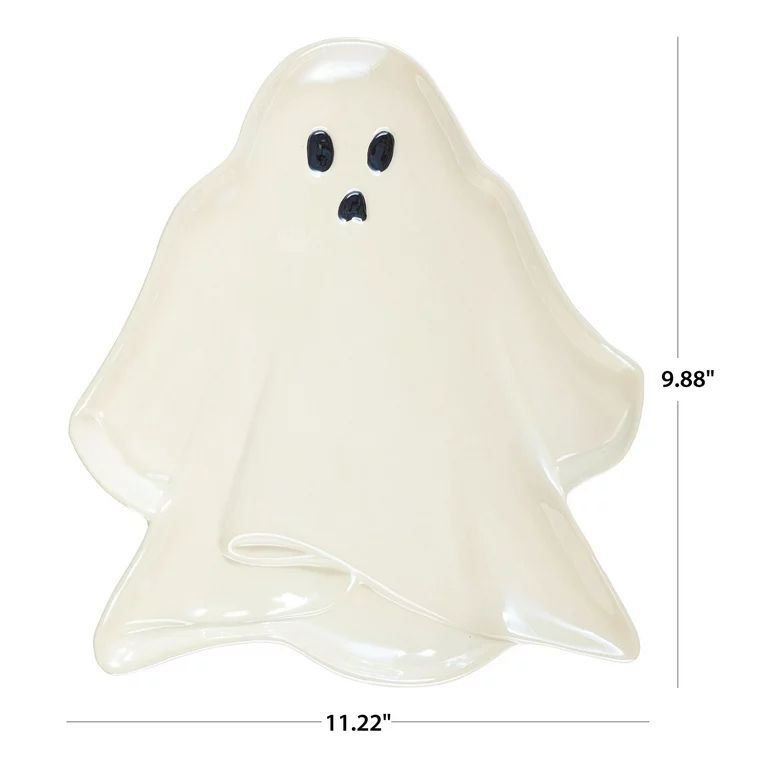 Way to Celebrate 11" White Ghost-Shaped Glazed Ceramic Serving Tray - Walmart.com | Walmart (US)