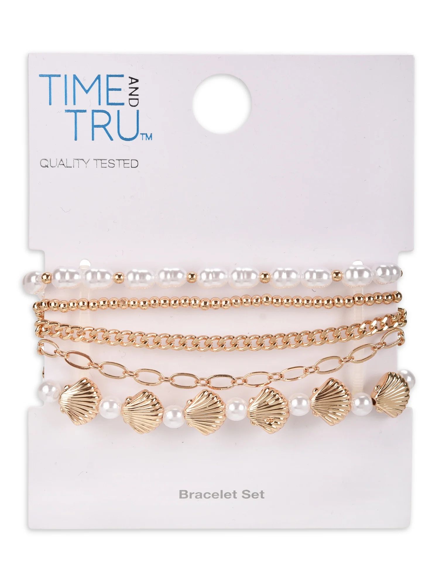 Time and Tru Female Adult Gold-Tone 5pc Multi Bracelet Set | Walmart (US)