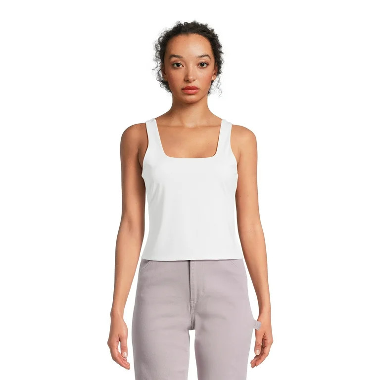 No Boundaries Juniors' Double Layer Square Neck Tank Top, Sizes XS-XXXL | Walmart (US)