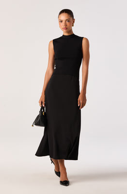 ASTR the Label | High Neck Tie-Back Midi Dress in Brown | Size XL | ASTR The Label (US)