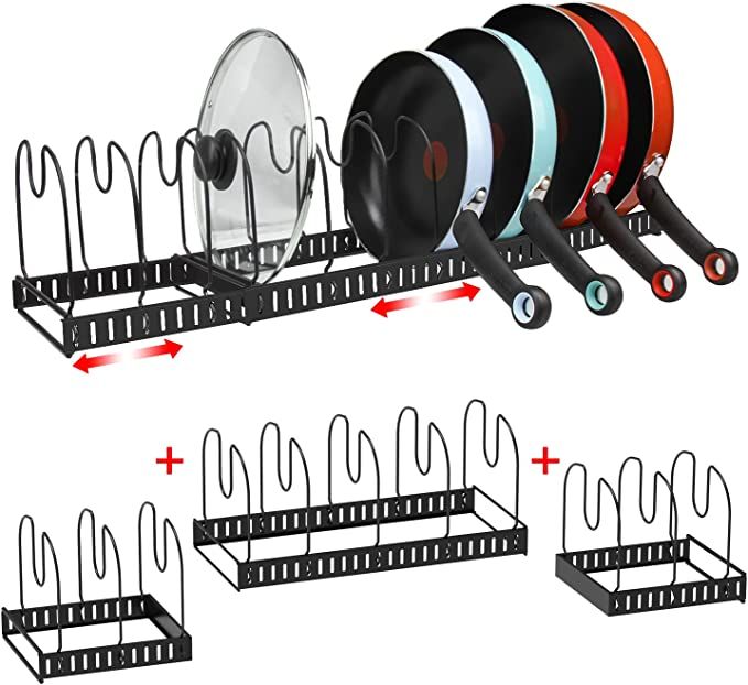 X-cosrack 11 Dividers Pot Pan Lid Rack Bakeware Cupboard Organizer, Expandable, Patent Pending. B... | Amazon (US)