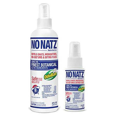 No Natz Botanical Insect Repellent, DEET-Free, Made with Natural Essential Oils, Non-Greasy Formula, Made in the USA, Fresh Scent, 8 Ounce and 2 Ounce Spray Bottle, 2-Pack | Amazon (US)