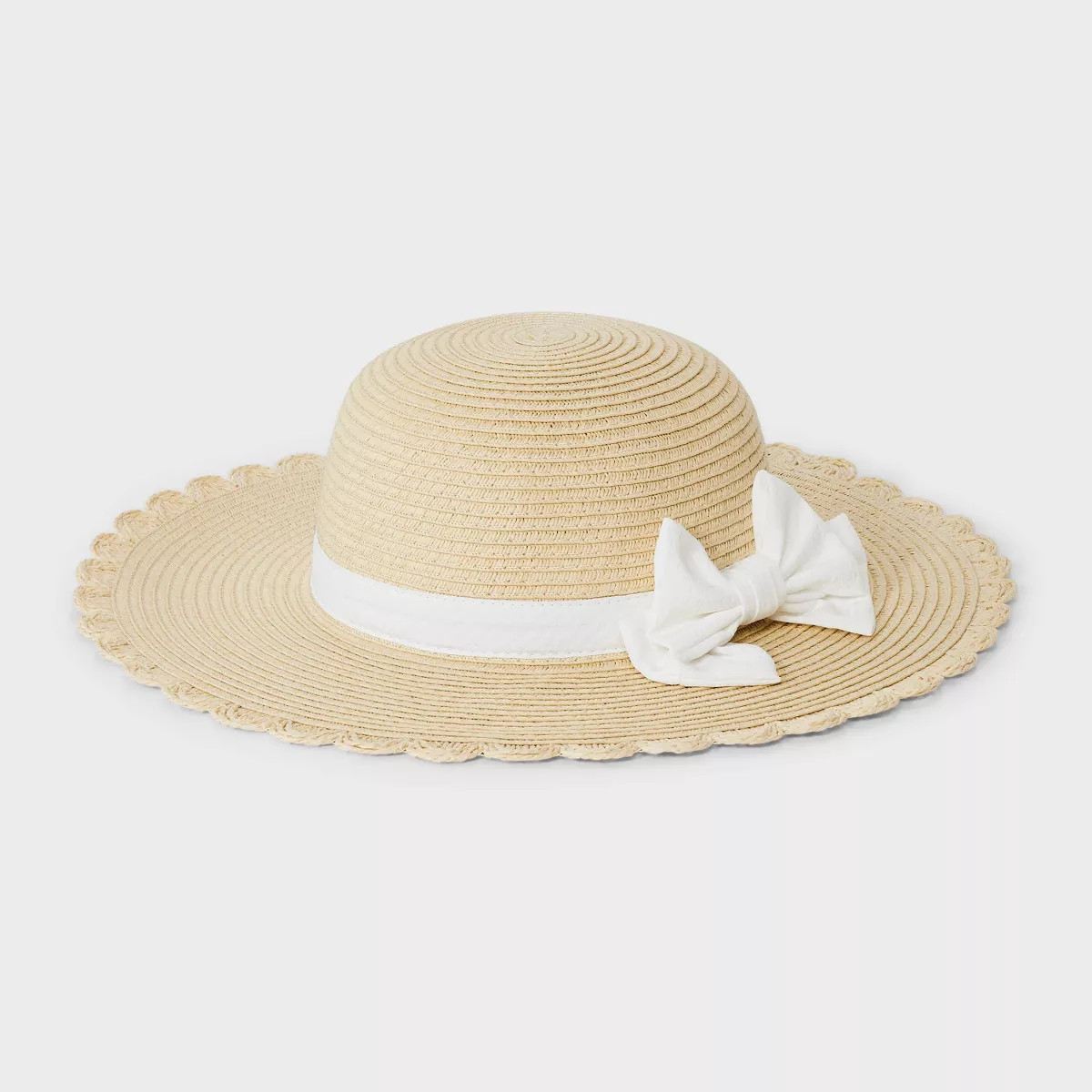 Toddler Girls' Scalloped Edge Paper Straw Hat - Cat & Jack™ Off-White 2T-5T | Target