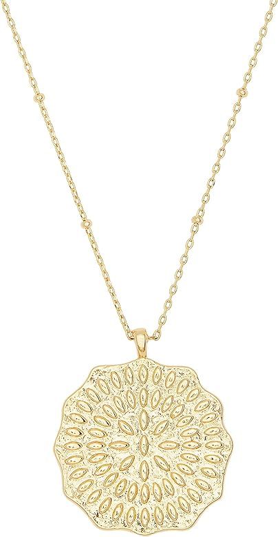 gorjana Women's Mosaic Coin Pendant Adjustable Necklace, 18K Gold Plated Medallion, 19 inch Chain | Amazon (US)