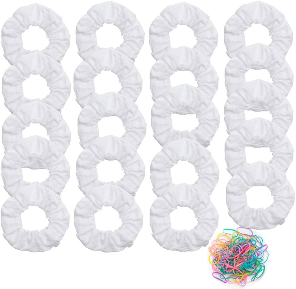 20 Pack White Cotton Scrunchies for Tie Dye Party Hair Elastic Hair Ties Pony Tail Holder for Wom... | Amazon (US)