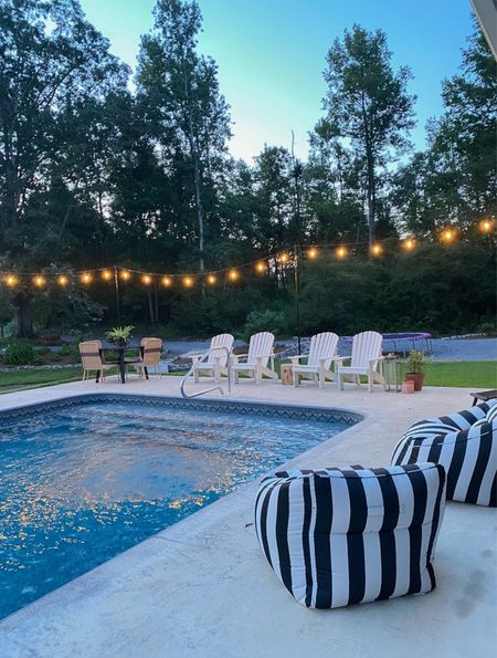 Pool patio furniture and decor! 
Patio Ben’s bag chair, Amazon Adirondack chairs 

#LTKSeasonal #LTKswim #LTKhome