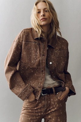 Pilcro Fawn Print Denim Jacket | Anthropologie (US)