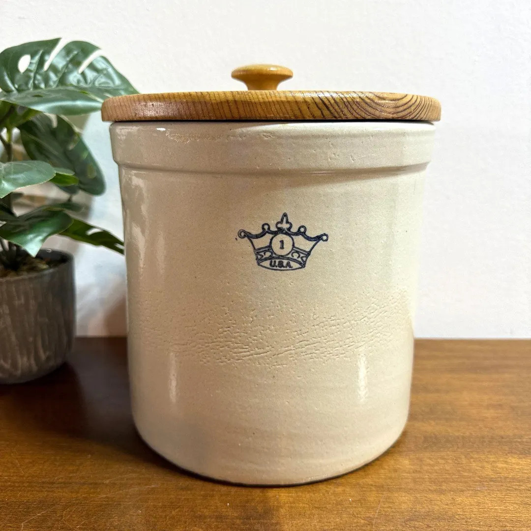 Vintage Robinson Ransbottom One Gallon 1 Stoneware Crock & Lid Blue Crown USA - Etsy | Etsy (US)