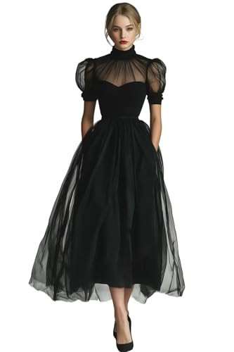 Dydsz High Neck Black Prom Dress for Women Midi Formal Evening Gown 12 | Amazon (US)