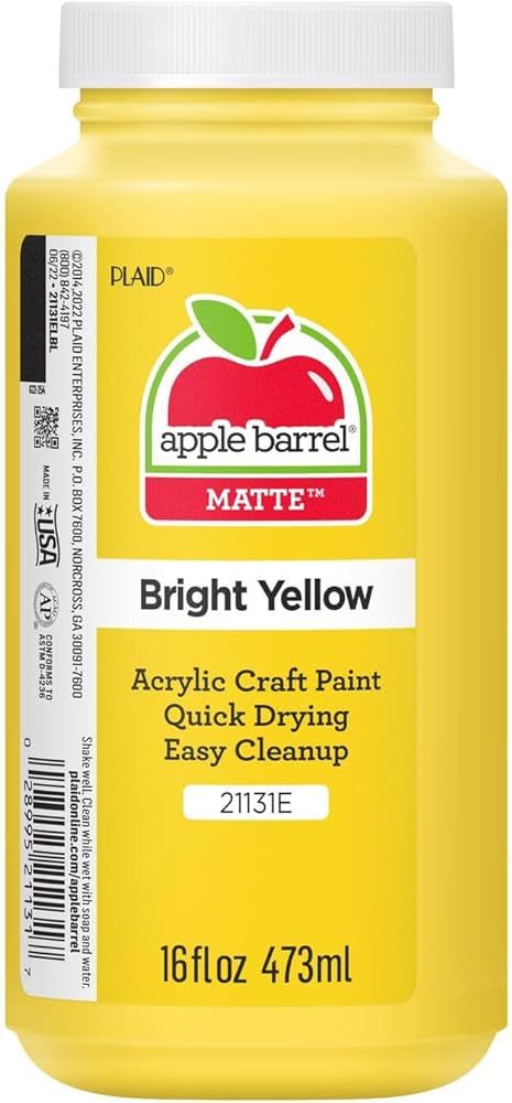 Apple Barrel Acrylic Paint in Assorted Colors (16 Ounce), 21131 Bright Yellow | Amazon (US)