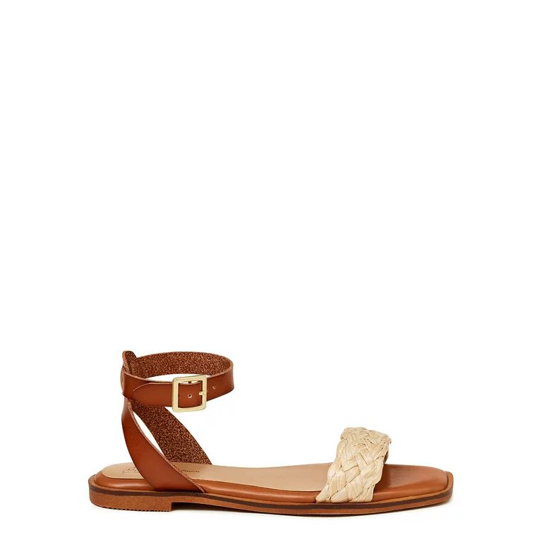 Time and Tru Women's Braided Ankle Strap Sandals | Walmart (US)