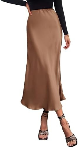 BTFBM 2025 Womens Summer Fall Long Satin Skirt Silk Elegant High Waist Cocktail Party Wedding Flo... | Amazon (US)