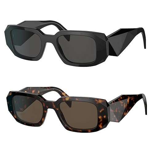 BUTABY Trendy Rectangle Sunglasses for Women Men Retro Sun Glasses Vintage Fashion Square Frame Black & Leopard Brown | Amazon (US)