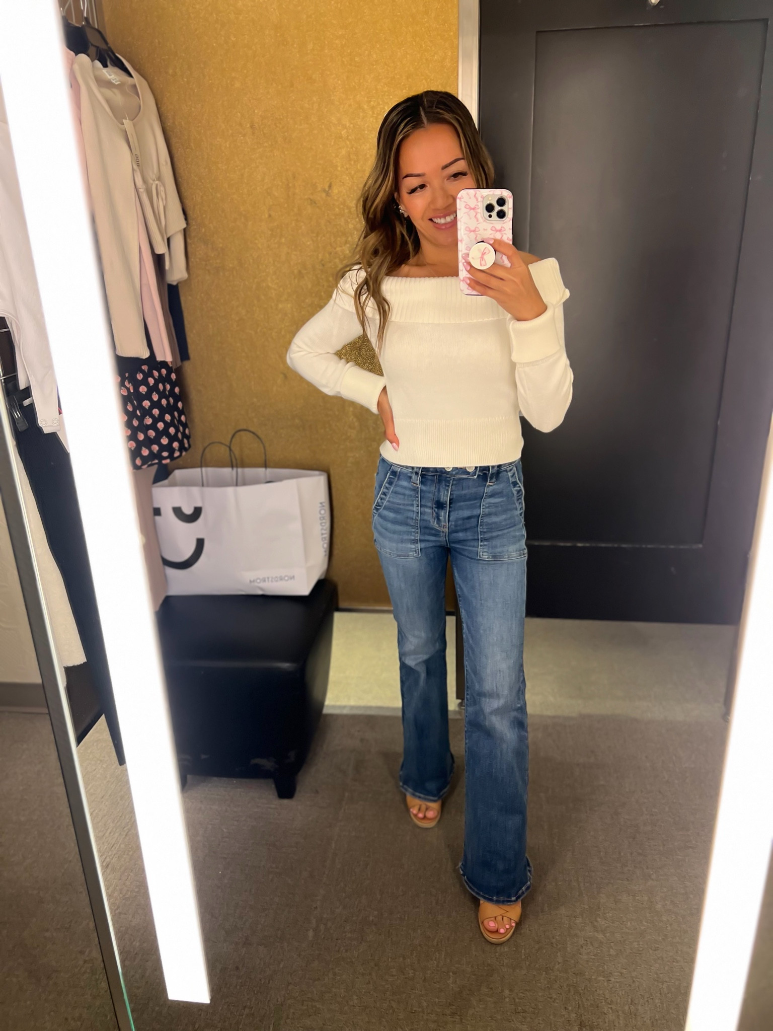 white off the shoulder sweater - size XS 

jeans are under $30

#LTKFindsUnder50 #LTKxNSale #LTKSummerSales