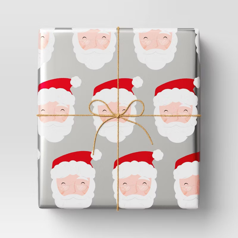 25 sq ft Santa Metallic Christmas Gift Wrap Silver - Wondershop™ | Target