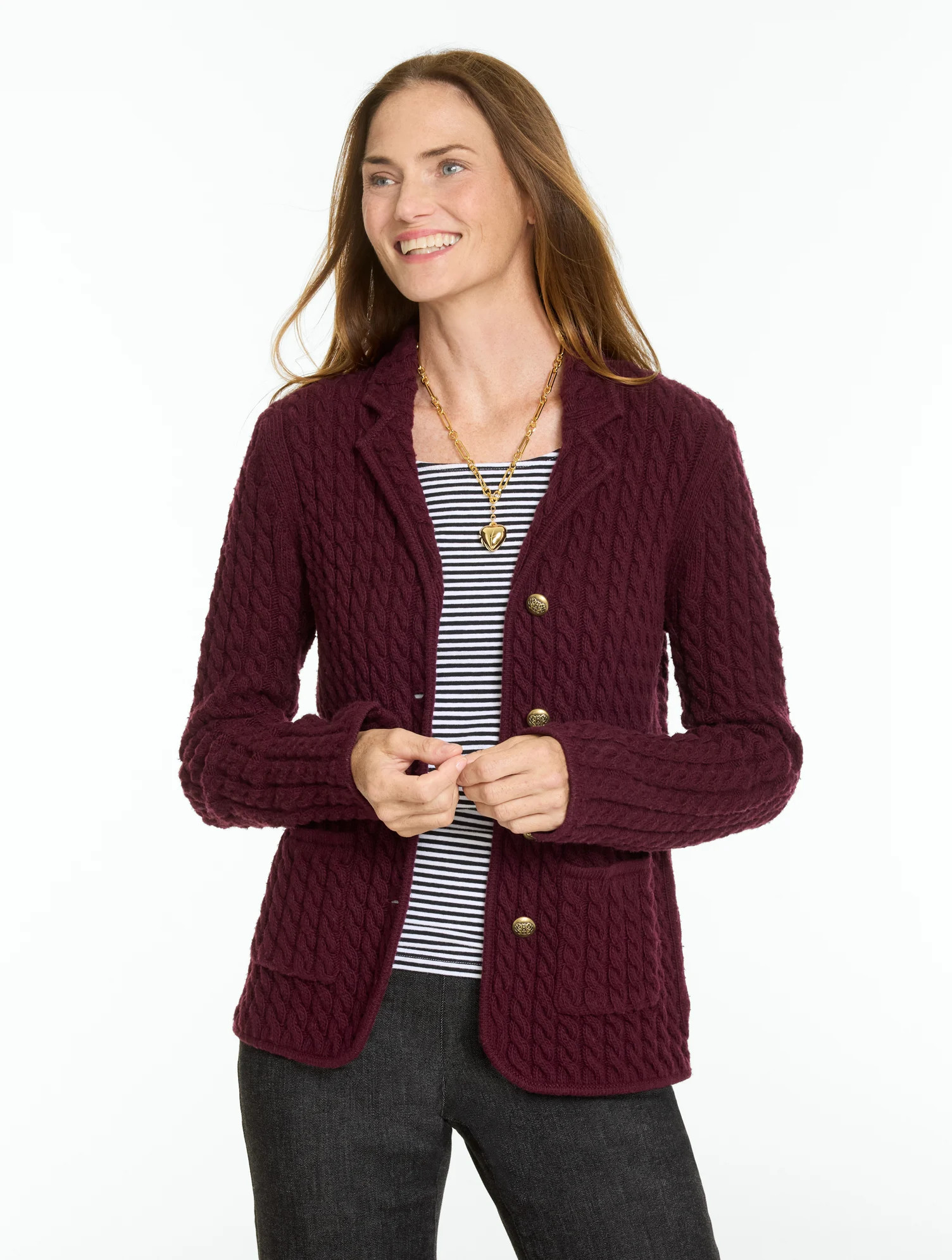 Cable Knit Blazer - Appoloosa - Large Talbots | Talbots