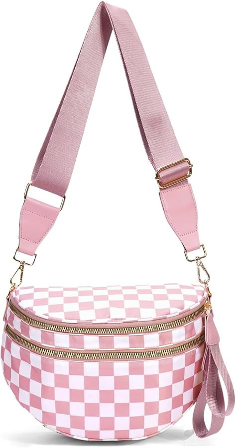 Nylon Checkered Crossbody Bum Bags for Women, Spacious Checkerboard Purse Fanny Pack Slouchy Slin... | Amazon (US)