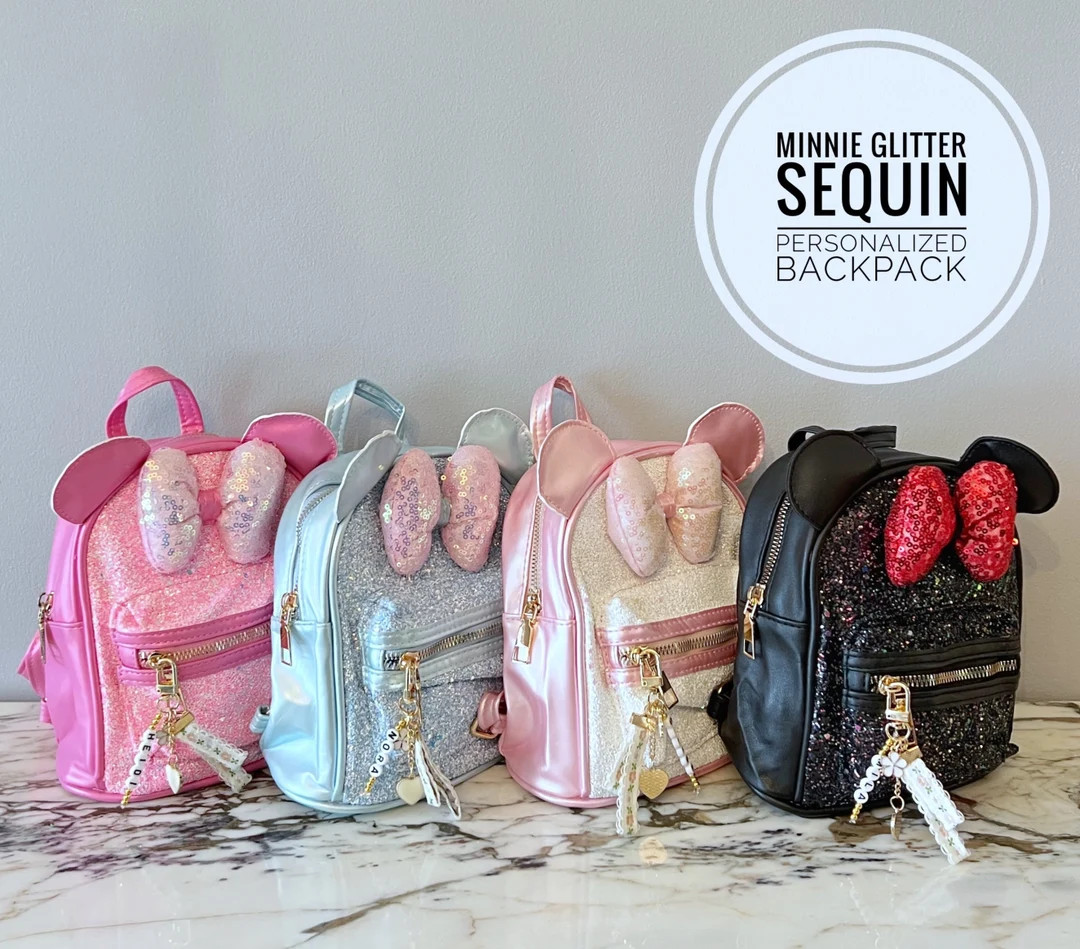 Girls Personalized Purse Glitter Sequin Backpack Minnie Mickey Mouse Gift Princess Purse School B... | Etsy (US)