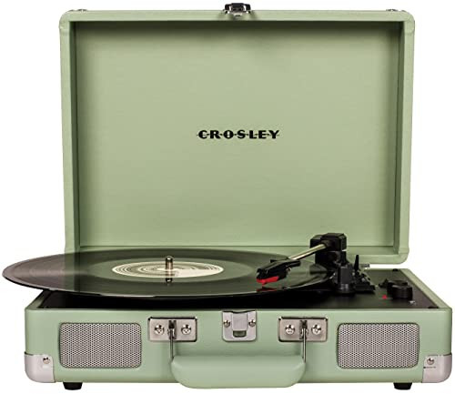 Crosley CR8005F-MT Cruiser Plus Vintage 3-Speed Bluetooth in/Out Suitcase Vinyl Record Player Turntable, Mint | Amazon (US)