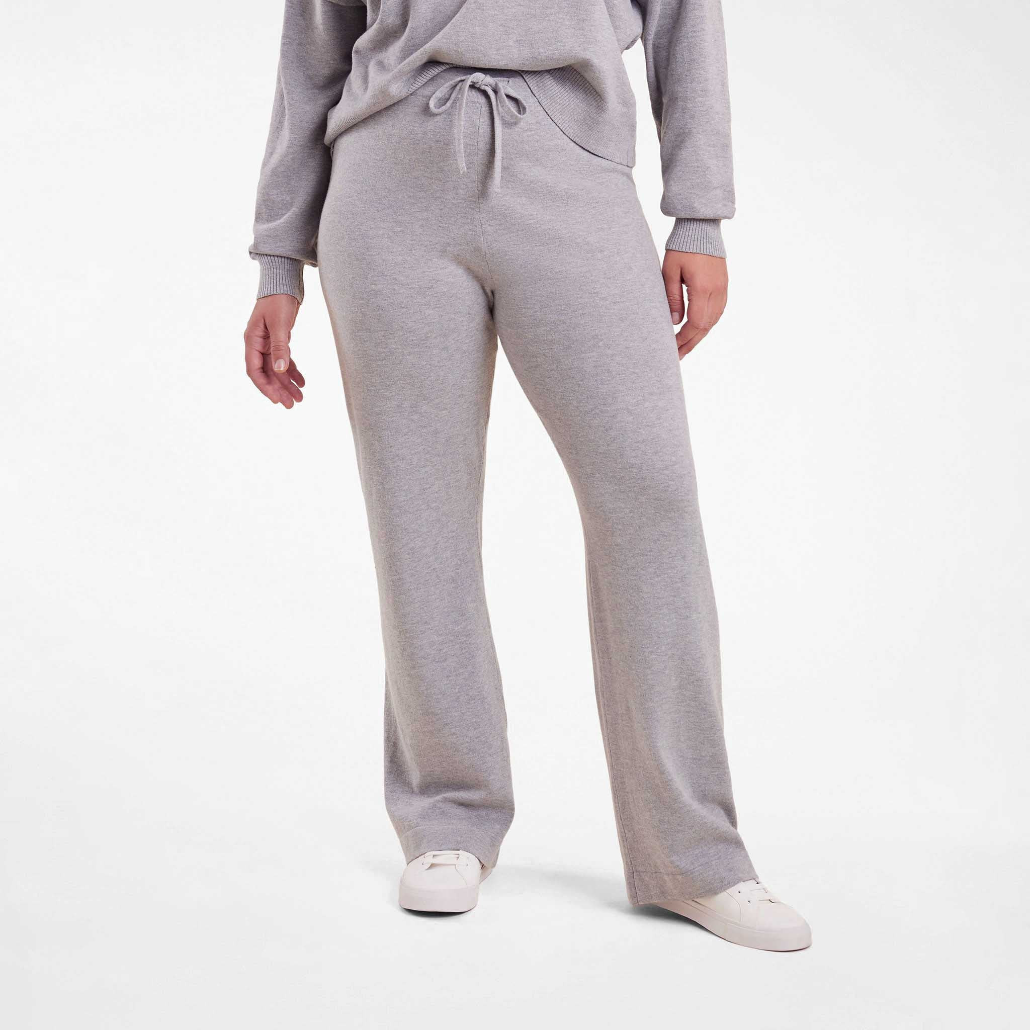 Luxe Knit Wide Leg Pant | Heather Grey | Nuuds US