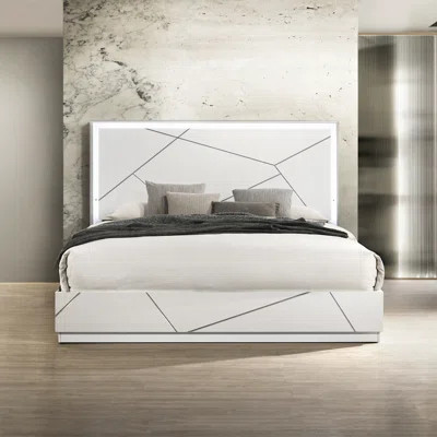 Ultra Modern Stylish King Bed with LED Light and Embossed Lines Design for Contemporary Bedrooms | Wayfair North America