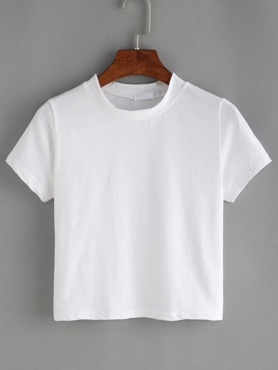 White Crew Neck T-Shirt | ROMWE