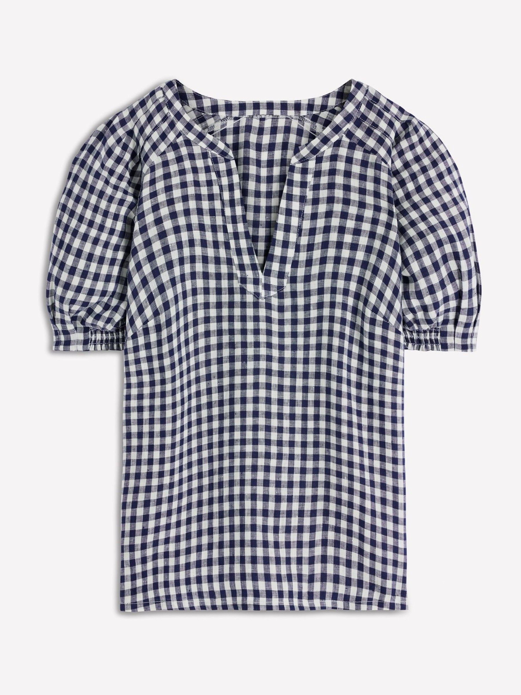 Boden Boden Blue Gingham Rae Linen Top | Next US