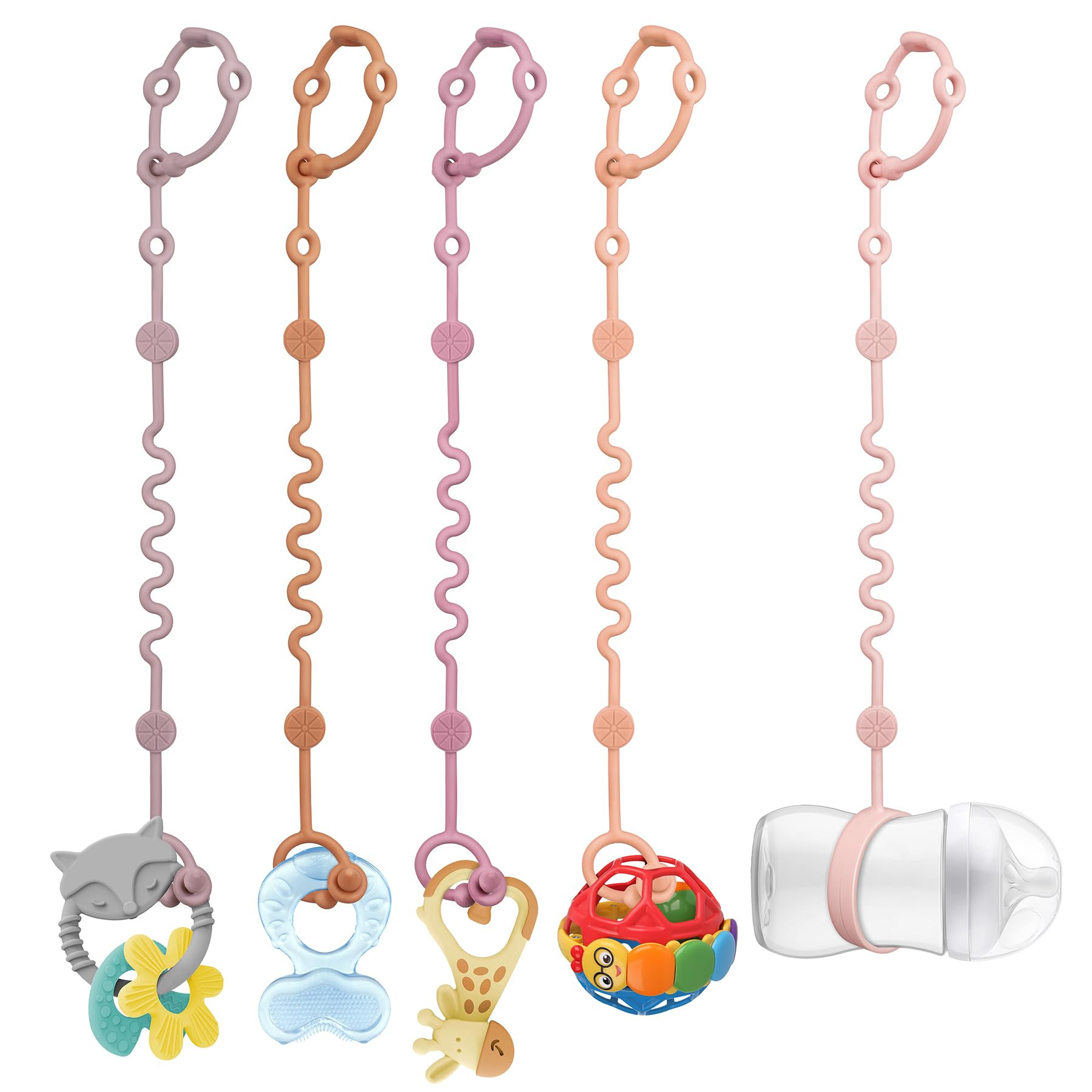 Toy Straps for Baby, 5pcs Adjustable Toy Holder for Stroller Accessories, Silicone Tether Pacifie... | Amazon (US)