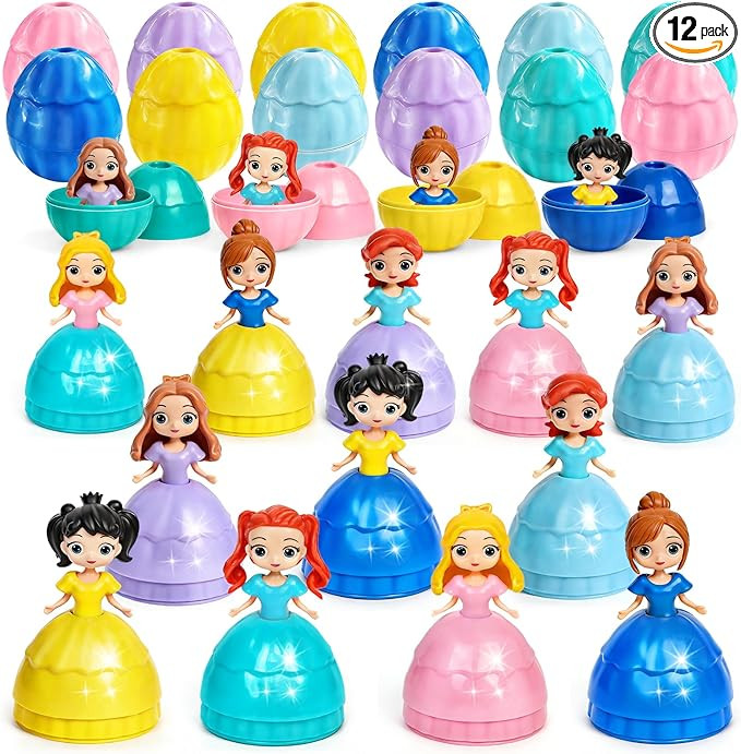 12 PCS Princess Prefilled Easter Eggs Easter Basket Stuffer Hunting Egg for Kids Party Favor Clas... | Amazon (US)