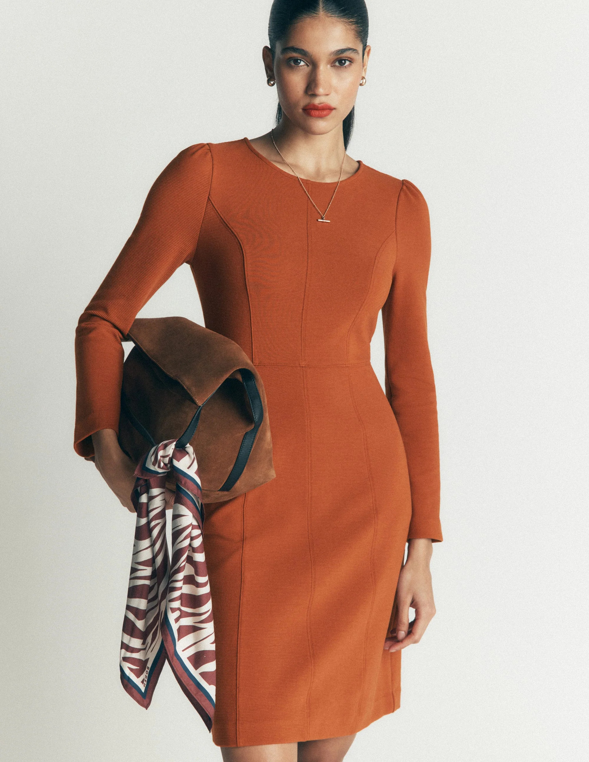 Marla Seamed Ottoman Dress-Gingerbread | Boden (US)