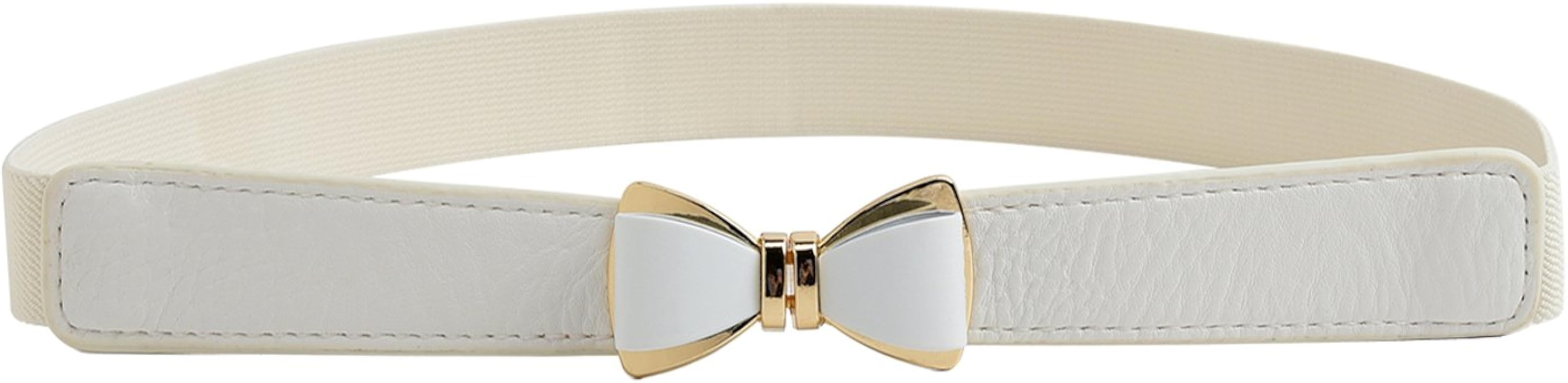 Womens 1" Width Bow Skinny Elastic Waist Belt Stretchy Belt Thin Belt | Amazon (US)