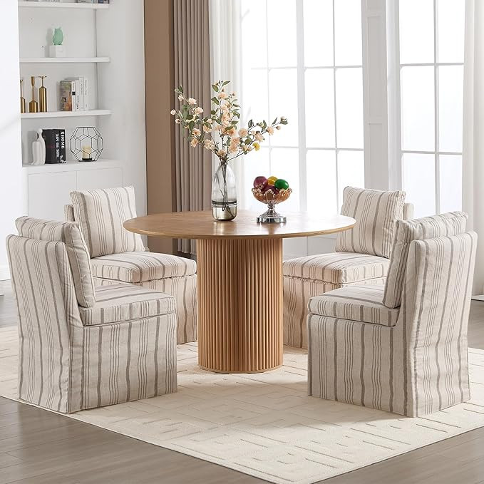 Kmax Slipcovered Dining Chairs Set of 4, Modern Upholstered Armless Kitchen Chair, Accent Single ... | Amazon (US)