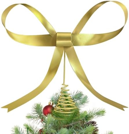 Large Gold Bow Christmas Tree Topper,9.4 Inch Metal Tree Topper,Gold Bow Christmas Decorations fo... | Amazon (US)