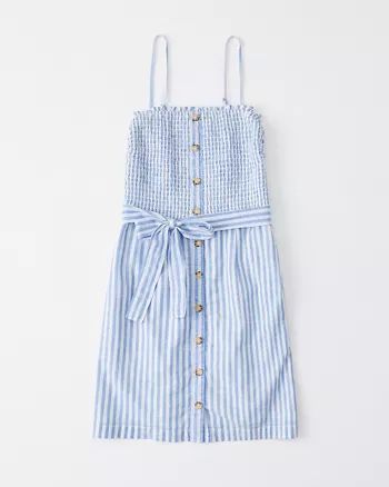 Smocked Button-Front Dress | Abercrombie & Fitch US & UK