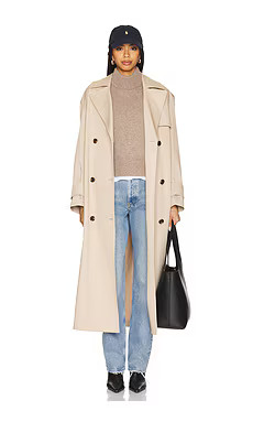 Theory Oversized Double Button Trench in Soft Taupe from Revolve.com | Revolve Clothing (Global)