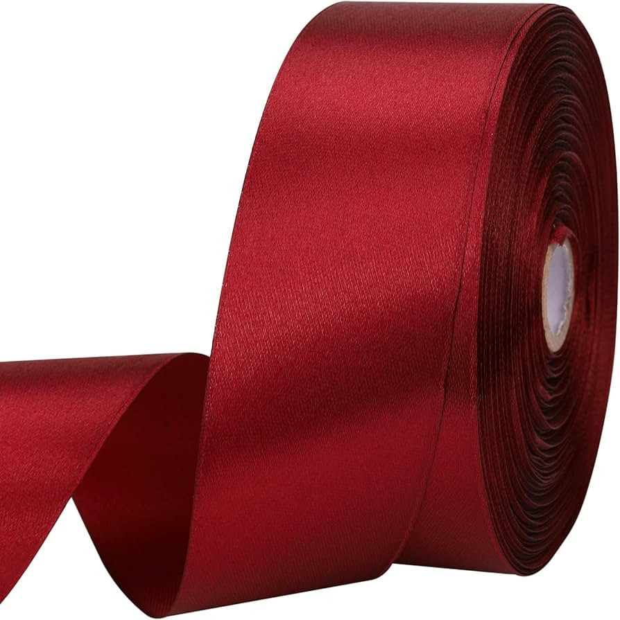 1-1/2 inches 50 Yard Wine red Satin Ribbon for Gift Wrapping, Wedding, Crafts, Christmas,Easter, ... | Amazon (US)