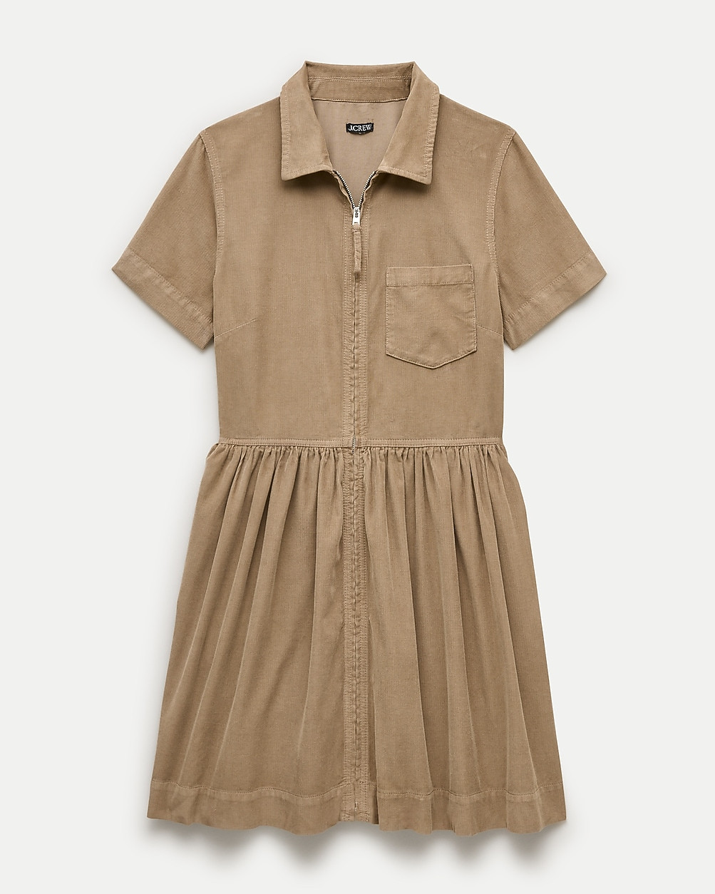 Petite mini zip-up shirt-dress in lightweight corduroy | J. Crew US