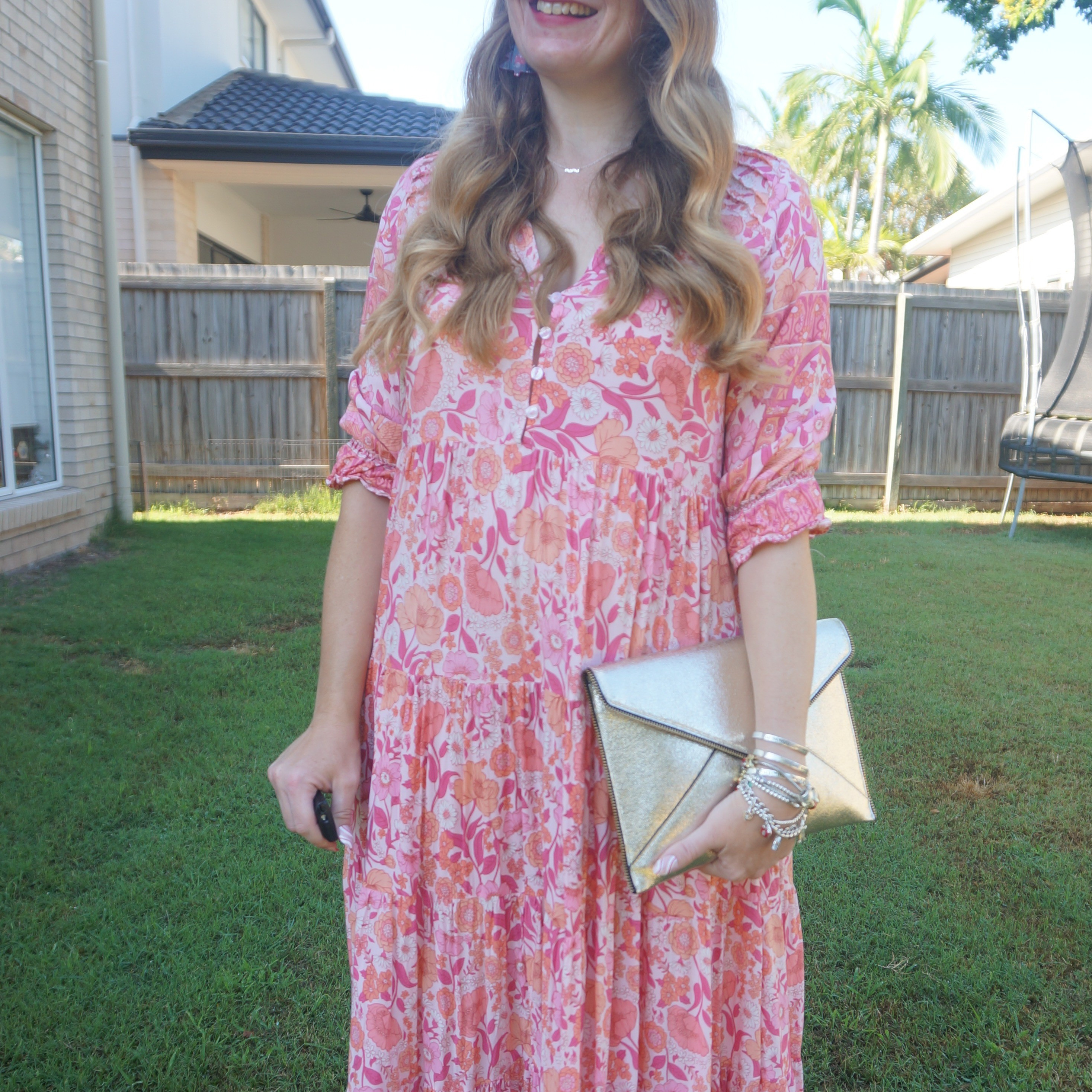 Jaase floral maxi dress and Rebecca Minkoff Leo champagne gold envelope clutch bag for Christmas day 🩷

#LTKbag #LTKfestive #LTKaustralia