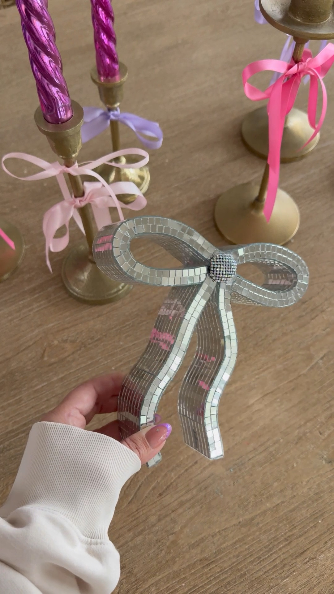 Disco Bow 🪩🎀 YES please! Perfect detail for a vanity for bathroom! 

#LTKhome #LTKVideo #LTKfindsunder100