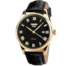 SKMEI Business Men’s Quartz Wristwatches Roman Numeral Leather Band Casual Water Resist Analog ... | Amazon (US)