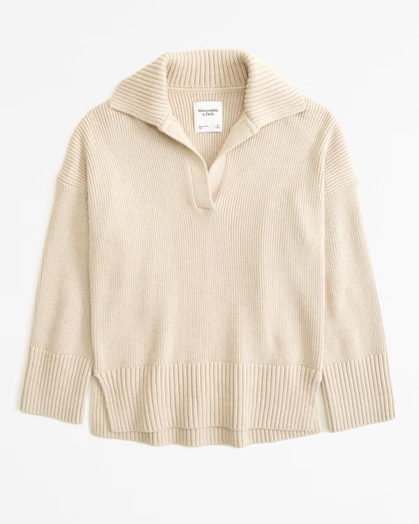 Women's Long-Length Notch-Neck Sweater | Women's Clearance | Abercrombie.com | Abercrombie & Fitch (US)